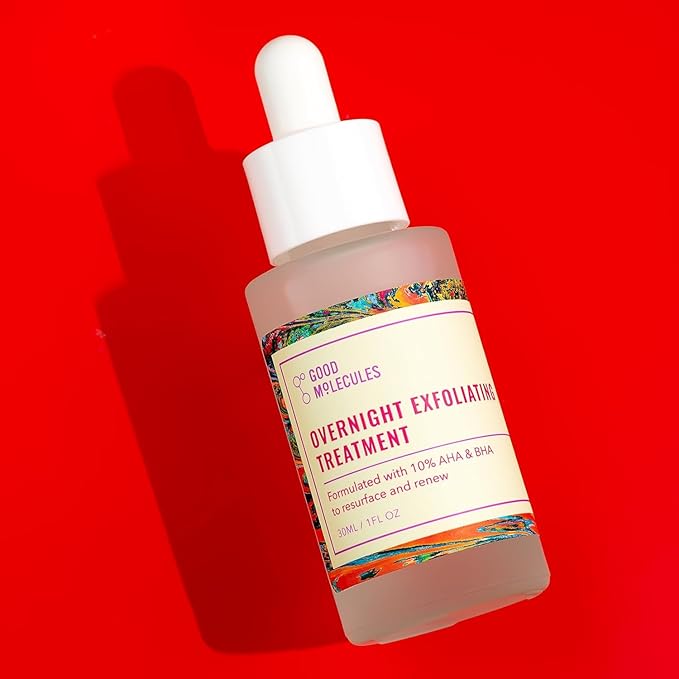 Good Molecules Overnight Exfoliating Treatment Pack 2 – 1 fl oz / 30 ml Each | Lightweight Face Exfoliator with AHA & BHA, Glycolic & Salicylic Acid