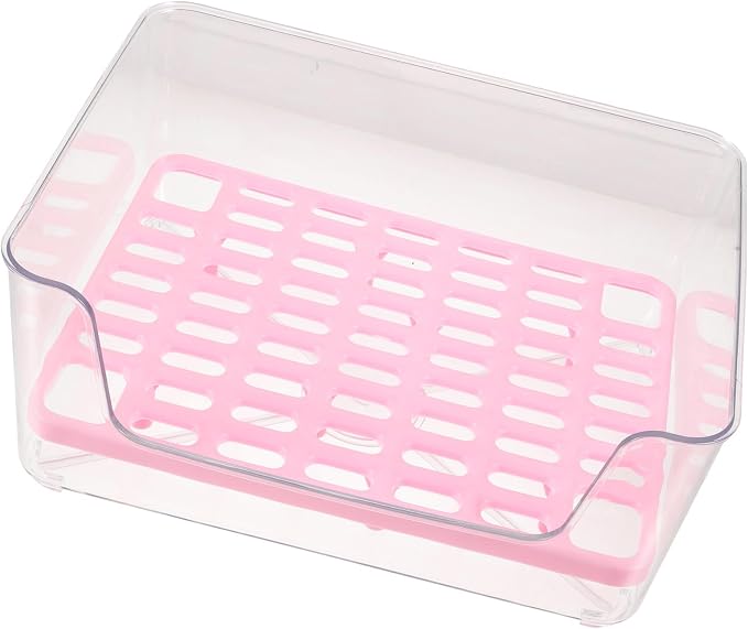 Beaupretty Acrylic High-Sided Cat Litter Box with Splash Guard Medium Pink Kitten Litter Pan Potty for Indoor Cats Portable Pet Toilet for Supply and Housebreaking