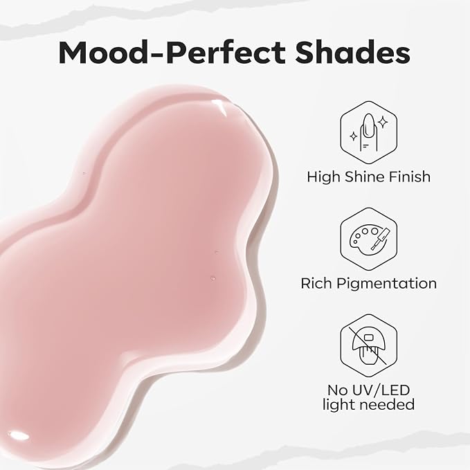 modelones Jelly Nude Nail Polish, 15 ml Valentines Pink Translucent Quick Dry Nail Lacquer Strengthener Long Last Shine Fingernail Toe Nail Art DIY Home Manicure Gift for Women Girls