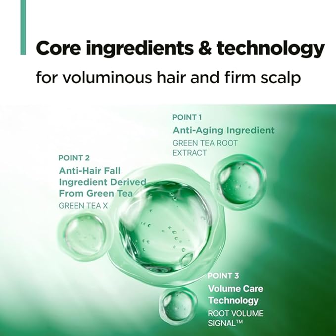 AMOS PROFESSIONAL Green Tea Active Shampoo 2.0 fl.oz + Hair & Scalp Pack 1.3 fl.oz Mini Kit l Anti-Aging for Fine, Thinning Hair | Protects Scalp & Volumizing Hair