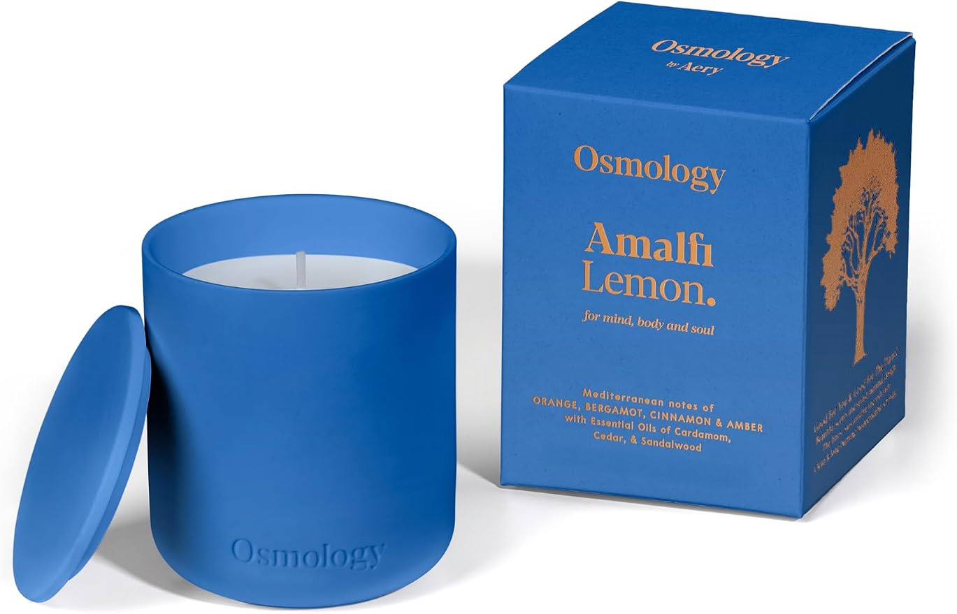 Amalfi Lemon Aromatherapy Candle – Orange, Bergamot & Amber Scented Candle, Plant-Based Wax, 9.8 oz, 50 Hour Burn Time, Fresh & Citrus Candle
