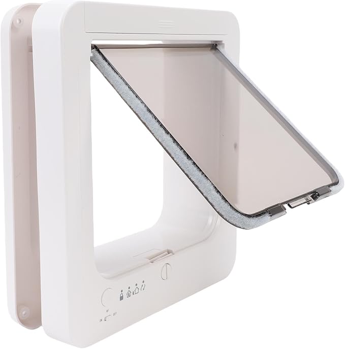 Pet Door for Smart Cats, Cat Flap with AutoSensing and Collar Activated Entry, Easy Installation for Pet Owners