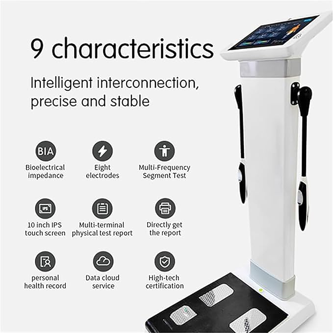 10.1 inch HD Touch Bioimpedance Analysis Machine Ultrasonic Height Test Body Composition Weight Control Fat Analyzer Health Ma