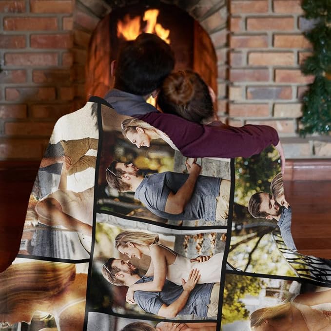 Ships Next Day, Custom Sherpa Fleece Blanket with Photos Text Soft Warm Custom Blanket Personalized Couples Gifts for Boyfriend Girlfriend Customized Picture Blanket Gifts for Christmas Valentines Day