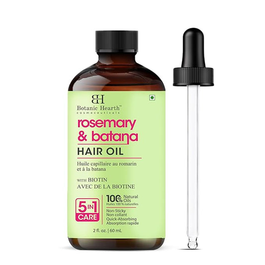 Botanic Hearth Hair Oil for Hair Growth & Hair Treatment Oils | Strengthening Dry, Frizzy, Damaged Hair & Scalp Treatment | Rosemary Batana Hair Oil – 2 Fl Oz