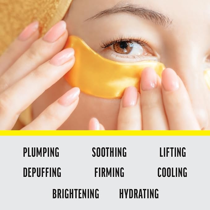 ZEST Under Eye Mask w/Collagen & Hyaluronic Acid - Gel Patches Brighten & Reduce Puffy Eyes, Dark Circles, Wrinkles, Undereye Bags - Bridesmaids & Birthday Gift for Women (24 Pairs, Gold)
