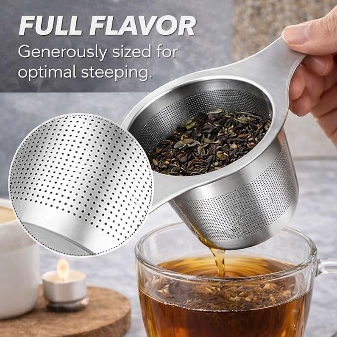 Infuser for Loose Leaf Tea, Stainless Steel Tea Infuser，Loose Leaf Tea Steeper Strainer with Double Handles, Extra Fine Mesh Ball Infusers, Diffuser Holder Filter for Mugs (Stainless material 1 Pcs)