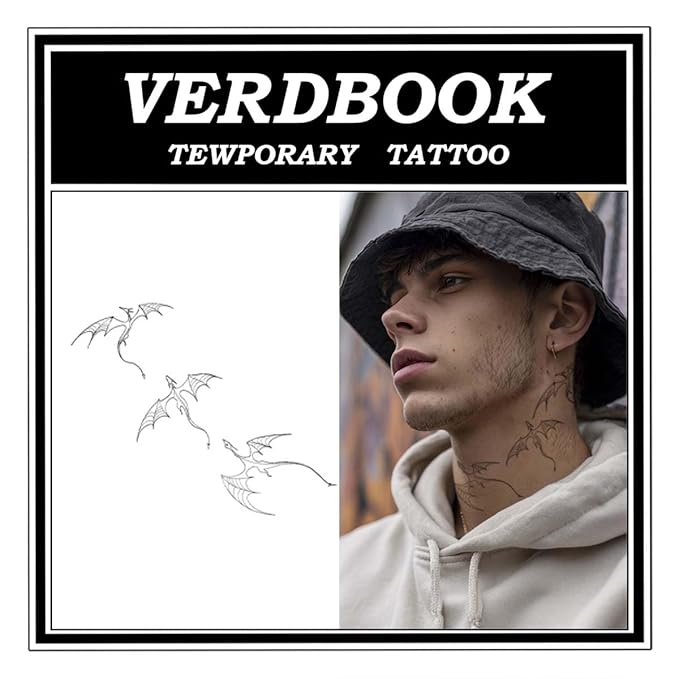 Waterproof Temporary Tattoos: 2-Sheet Tattoo Kit with Realistic Body Stickers, Semi-Permanent Tattoos for Adults Lasting 7-15 Days – Safe for Men & Women, Dragon Pattern