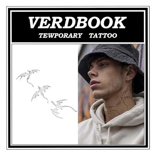 Waterproof Temporary Tattoos: 2-Sheet Tattoo Kit with Realistic Body Stickers, Semi-Permanent Tattoos for Adults Lasting 7-15 Days – Safe for Men & Women, Dragon Pattern