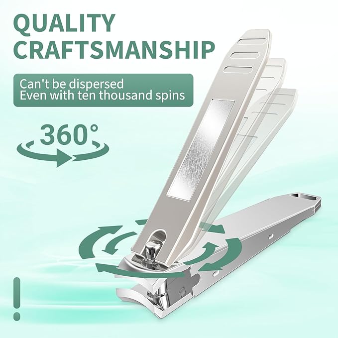 Nail Clippers for Men with Catcher, CLPPNA 2-Pack Large & Small Anti-Splash Nail Clippers Set, Ultra Sharp Sturdy Fingernail and Toenail Clipper Cutters for Men Women, Nickel Color