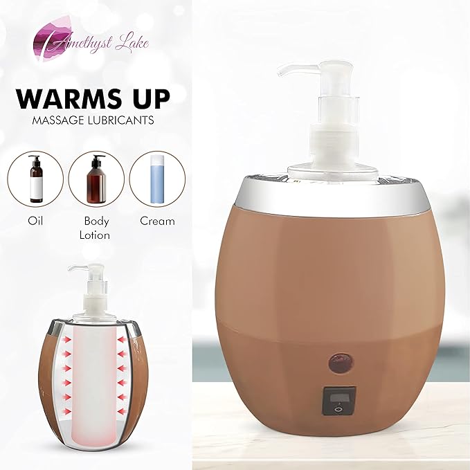 Massage Oil Warmer Bottle by AMETHYST LAKE, Bottle Warmer Dispenser Heater,1 Bottle Warmer for Oil, Lotion & Cream, Oil Heater Beauty Salon Treatment Equipment.