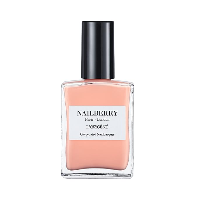 Nailberry L'Oxygéné Oxygenated Nail Lacquer | Peach Of My Heart | Pastel Peach Opaque Polish | UV Protected Long-Wear Nail Polish | 12-Free | Vegan | Certified Halal | Cruelty & Gluten Free | 15 ml
