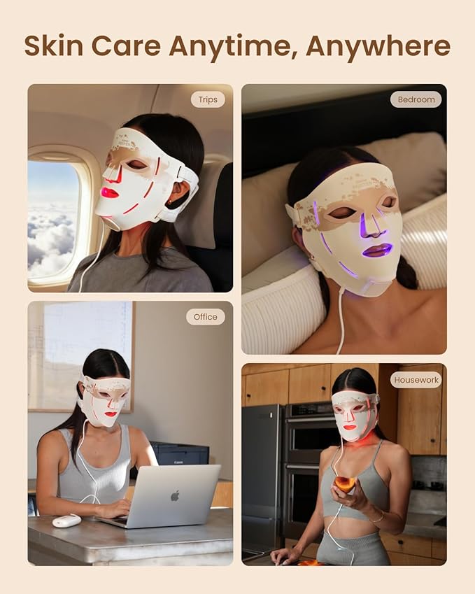 RENPHO Red Light Therapy Mask for Face 2026, Valentines Day Choice for Women Mom Wife, 324 LEDs Full Face Coverage & 3 Light Modes, Cordless LED Red Light Therapy Face Mask for Home Use & Travel