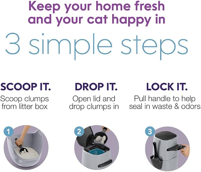 Litter Genie Standard Cat Litter Disposal Pail with 14 ft Standard Refill