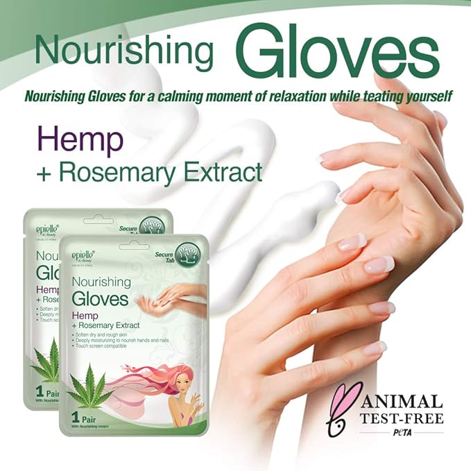 Epielle Nourishing Hand Mask 6 Pairs, Repair and Soften with Hemp & Rosemary Extract, Deep Moisturizing Gloves for Dry, Cracked Hands, Self Care Gifts for Women, Spa Kit, Stocking Stuffers