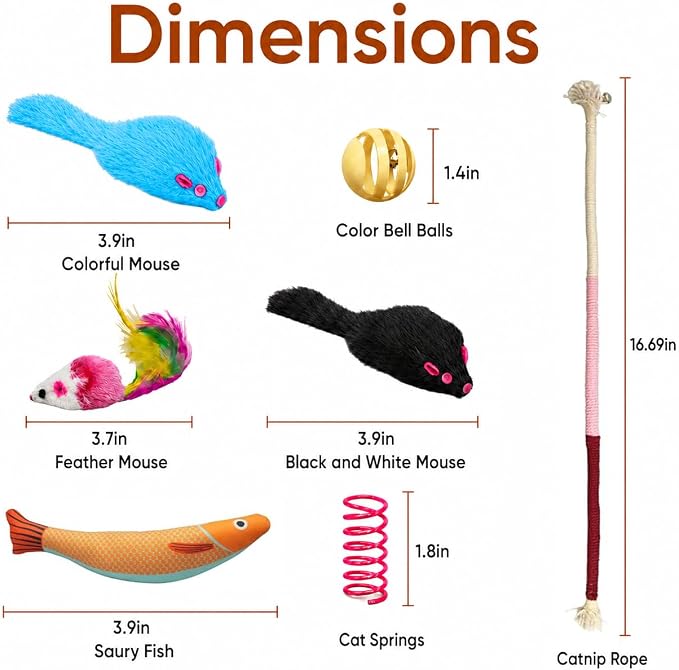 Cat Toys for Indoor Cats, 44 Pack Interactive Cat Toy Set for Kitten