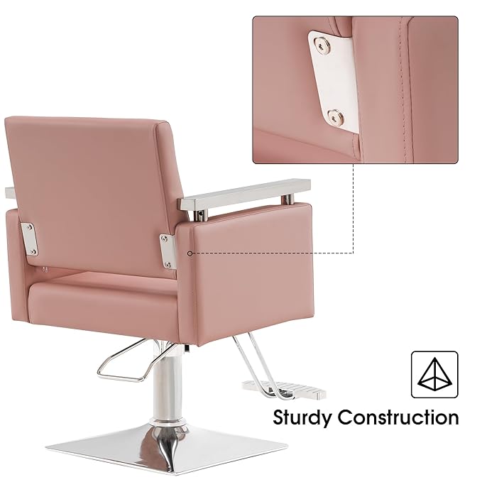 BarberPub Classic Hydraulic Barber Chair Styling Salon Chair for Hair Stylist Beauty Spa Equipment 8808 (Pink)