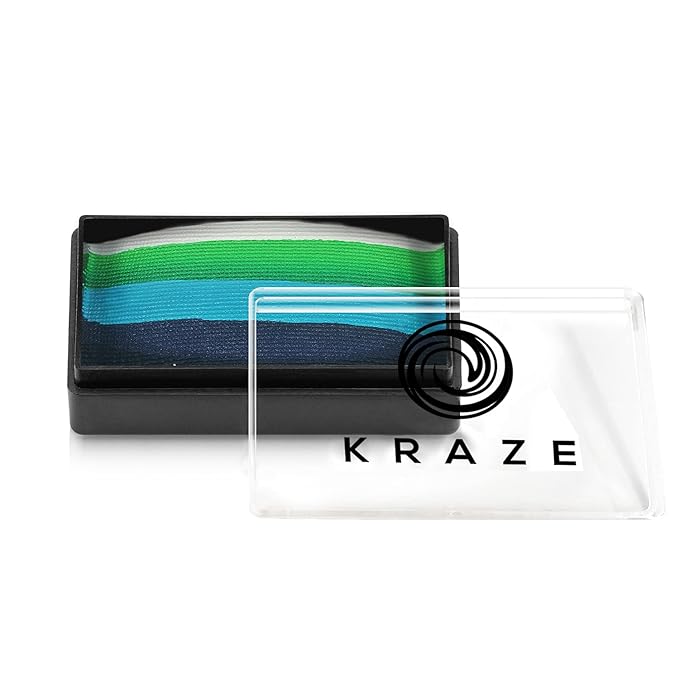 Kraze FX Dome Stroke - Overflow (25 gm), Professional 1-Stroke Split Cake, Hypoallergenic, Non-Toxic, Water Activated Face & Body Painting Makeup Supplies for Halloween, Kid Safe, Adults