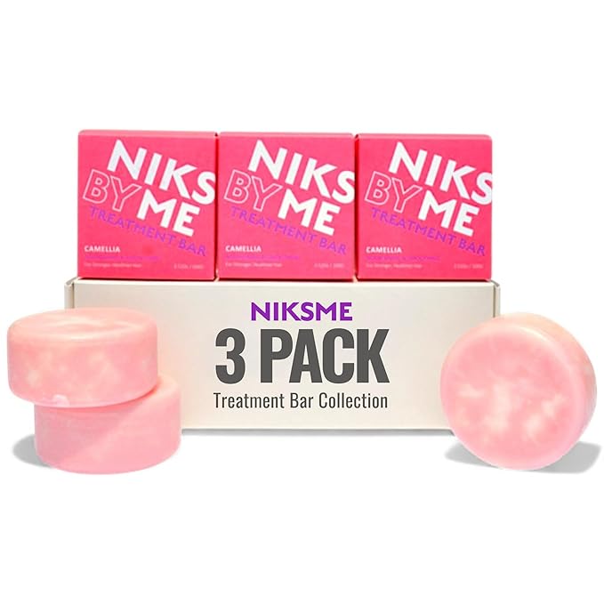 Camellia Hair Treatment Bar 3 Pack Set, Strengthening & Bond Repair Hair Treatment Bar for Damaged, Dry & Thinning Hair – For All Hair Types – K-Beauty Vegan, Sulfate-Free, Plastic-Free