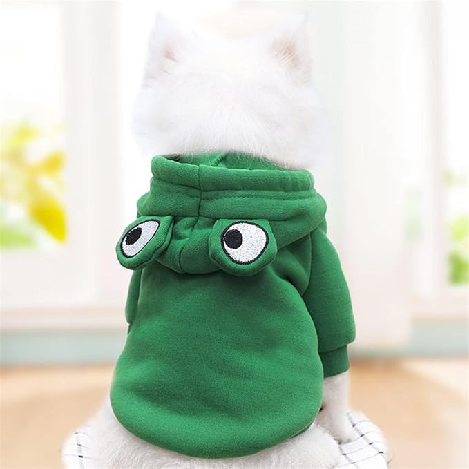 Warm Dog Winter Clothes Cute Dog Coat Hoodie, Green, XS | Fleece Pet Dog Frog Shaped Costume Jacket for French Bulldog Chihuahua Pug Boston Terrier Dachshund Greyhound Ropa Para Perro