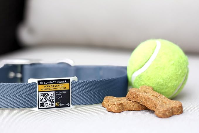 Dynotag® Web Enabled Super Pet ID Smart Tag. Slider Style w. DynoIQ™ & Lifetime Recovery Service (Open Slot, Tag only, for 3/4 inch Collar Band)