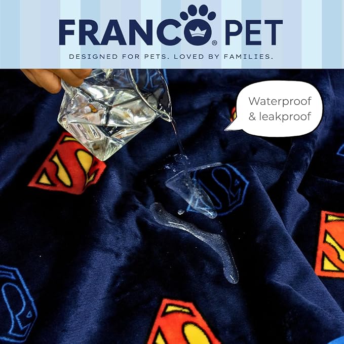 Superman DC Comics Waterproof Dog Bed Cover, XL 60x80 Pet Blanket for Furniture Bed Couch Sofa, (Officially Licensed) by Franco