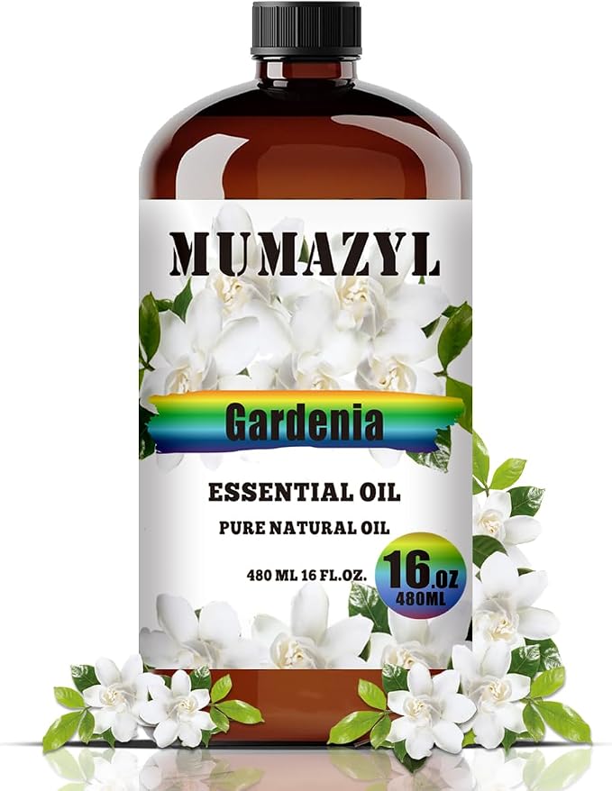 Gardenia Essential Oil, Gardenia Oil 16 Fl Oz 480ML for Diffuser Humidifier Yoga Cleaning DIY Candle Soap Making MUMAZYL Essential Oils