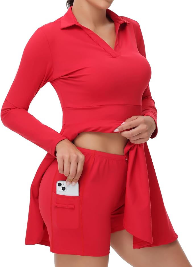 Cute Golf Tennis Dress Workout Athletic Dresses for Women with Shorts Pockets 2 Piece Sets Outfits Summer Clothes