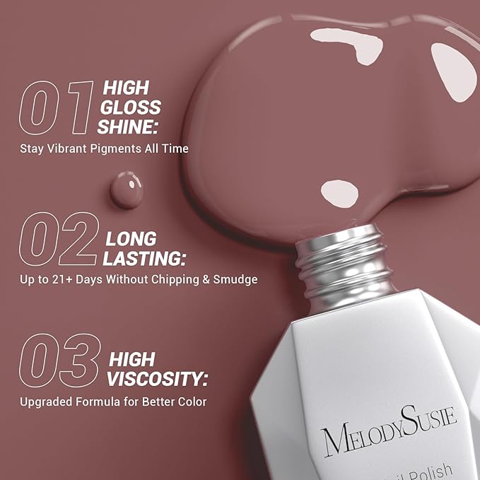MelodySusie Thick Gray Brown Gel Nail Polish,0.5fl oz Soak Off UV LED Cocoa Red Gel Polish Gift for Women Nail Art Manicure Salon DIY Nail Design Decoration at Home-A1403