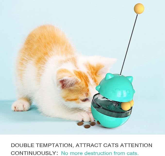 Interactive Cat Toy for Indoor Cats Wobble Treat Dispenser Ball (Blue)