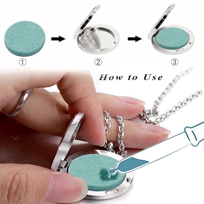 Aromatherapy Essential Oil Diffuser Necklace Stainless Steel lnspirational Locket Pendant(Flower)