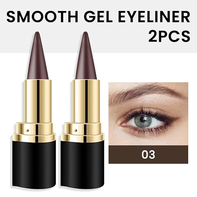 2Pcs Brown Gel Eyeliner Pencil Set,Natural Cream Eye Liner Waterproof Smudge Proof,Cat Eye Black Smokey Eyeshadow Palette Stick Crayon,Goth Halloween Makeup,delineador de ojos contra el agua