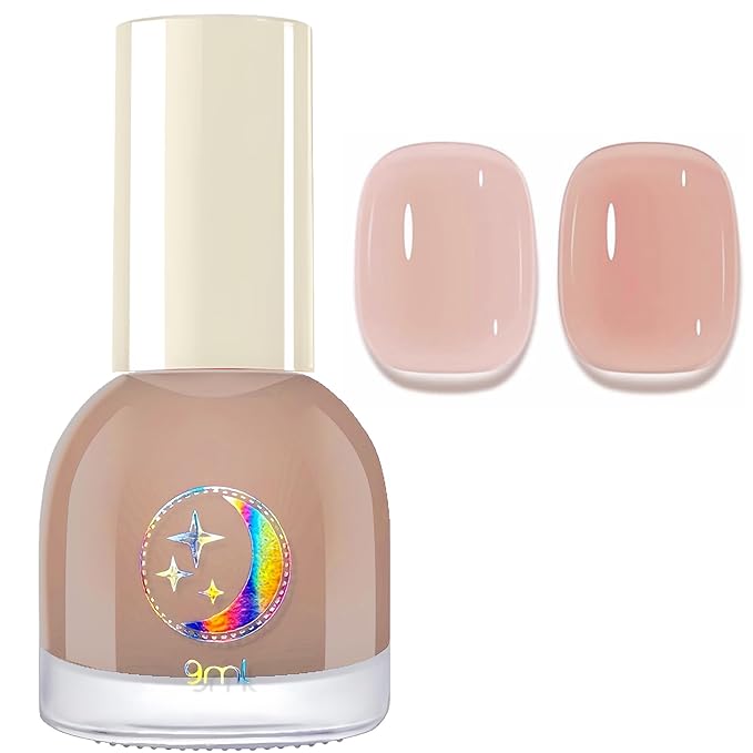 NovaCharm Nude Jelly Nail Color, Water Based Quick Dry Neutral Beige Polish for Women & Girls, Non Toxic Natural Gloss Finish, 9 ML