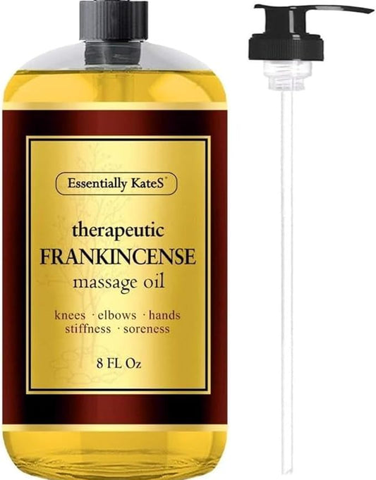 Essentially KateS Frankincense Oil Massage Oil – Body Oil for Sore Muscles, Back, Neck & Shoulders with Frankincense, Lavender & Sweet Orange, 8 fl oz