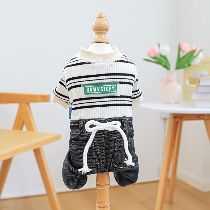 Dog Stylish Overalls Comfortable Puppy One Piece Outfits Summer Bib Overalls for Small Dogs Cute Pet Jumpsuit Onesie Chihuahua Yorkies Birthday Holiday Clothes Costume