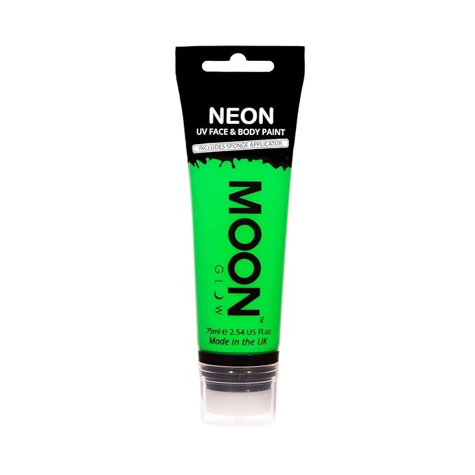 Moon Glow Supersize 2.54oz Blacklight Neon UV Face & Body Paint - Intense Green - with Sponge applicator