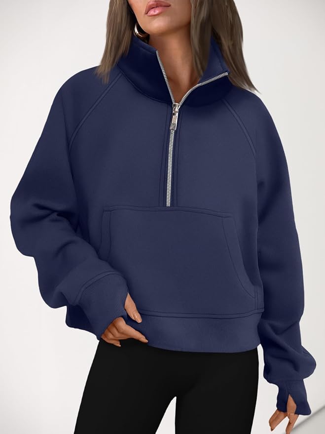 AUTOMET Womens Sweatshirts Half Zip Fleece Pullover Fall Outfits | Fall Fashion Clothes 2026,Cropped Sweatshirts,Cute Y2k Tops,Quarter Zipper Sweater,Winter Loungwear Outfits