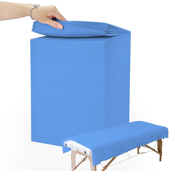 200 Piece Disposable Massage Table Sheets 31" x 71" - Non-Woven Fabric Bed Covers for Spa, Massage, Beauty & Tattoos - Breathable, Hygienic (Blue)
