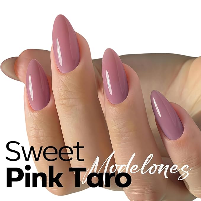 modelones Pink Gel Nail Polish, Purple Taro Deep Color Rosy Pink Polish Soak Off Pastel Nail Polish Gel Nail Art Salon Manicure Valentin 15 ML