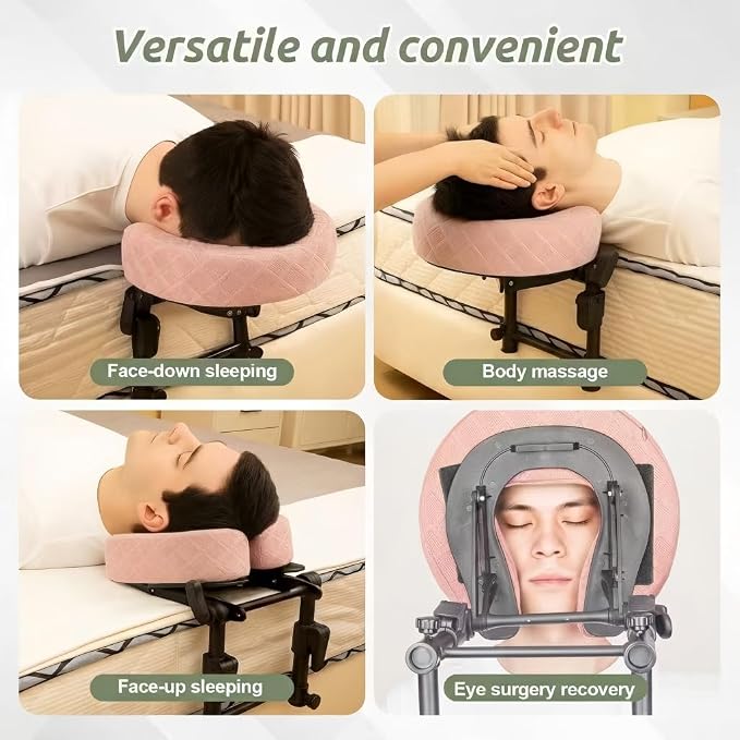 Massage Headrest for Bed, Adjustable Massage Face Cradle at Home, Portable Massage Table Kit for Sleeping Mattress, Face Down Pillow After Eye Surgery (Pink Basic Set)