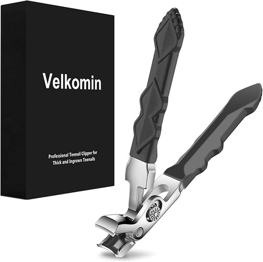 Long Handle Toe Nail Clippers for Seniors, Sharp Stainless Steel Heavy Duty Clippers for Thick Nails with Comfort Grip & Nail Catcher, Manicure Pedicure Tool for Elderly Men Women, 18-Month Warranty