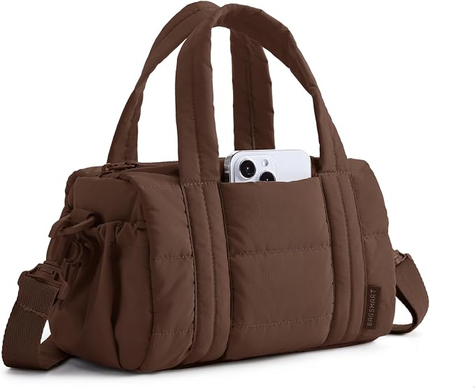 BAGSMART Reiki Gym Bag for Women Puffy Yoga Mat Travel Weekender Duffle Bag | Lint-Resistant Lining, Wet-Dry Pocket & Anti-Slip Mat Loop, Ultra-Light, Roomy for Workout Gear, Water Bottle, Travel, Sports