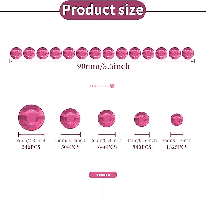 3555pcs Self Adhesive Face Gems for Makeup, Festival Jewels, Hair Gems, Rhinestone Stickers for Face, Eye, Makeup, Nail, Body, Crafts 5sheets (pink-3/4/5/6/8mm)