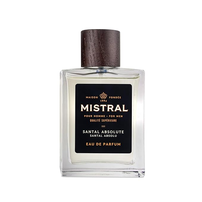Mistral Men’s Cologne – Santal Absolute Eau de Parfum | Warm & Woody Masculine Scent with Cinnamon, Musk, Patchouli & Sandalwood | Cruelty-Free & Long-Lasting Cologne for Men, Made in France - 3.4 Oz