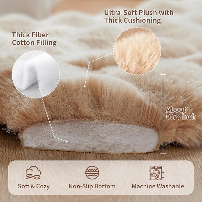 SOMAHE Plush Pet Bed Mat, Machine Washable, Medium 27x20 Latte Coffee | Machine Washable + Non-Slip Paw Bottom: plush pet mat stays fluffy and steadier for large cats and small dogs.