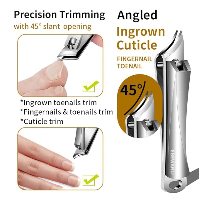 Ingrown Toenail Clippers, Pointed Stainless Steel Nail Clippers for Hangnail or Ingrown Toenails Removal, Slant Blade Ingrown Toenail Tool for Feet, Almond Nail Clippers for Acrylic Nail Tips