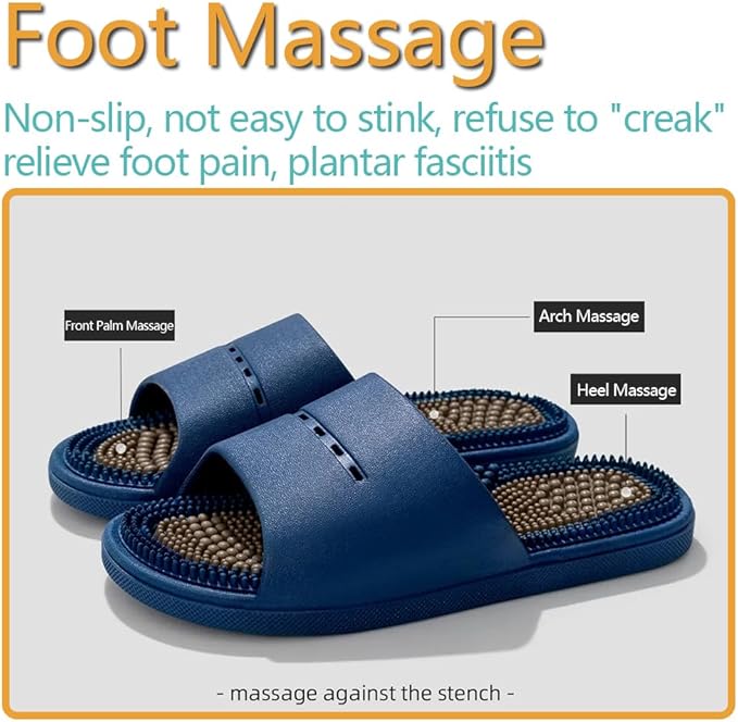 Acupressure Massage Slippers Acupressure Foot Massager Shoes Reflexology Sandals Gift for Men Women Reduce Feet Neuropathy Pain Relief and Tension (Blue,US women10.5-12/men9-10.5)