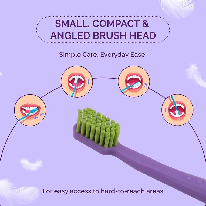 Ved ProCura Ultra Soft Toothbrush – Gentle Manual Toothbrush for Adults with 5,460 Super Soft Bristles for Sensitive Teeth and Gums (Purple)