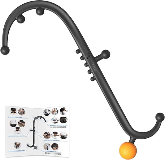 LiBa Trigger Point Massage Tool, Detachable Back Neck Shoulder Massager for Pain Relief, Manual Therapy Massage Cane Hook Stick with Massager Ball, Gift for Athlete, Desk worker, Chronic Pain Sufferer