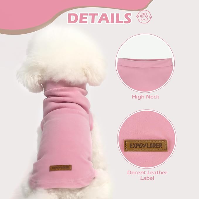 Cat Sweater Warm Fleece Pet Clothes for Cats Only | Soft Cat Vest Puppy Hoodie Coat, Fall Cold Winter Sweatshirt Pullover Clothing also for Small Dogs, Pink L